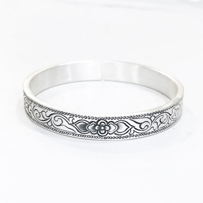 Ethnic pattern sterling silver bracelet - jewelry - weilin.com