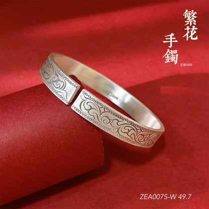 Ethnic pattern sterling silver bracelet - jewelry - weilin.com