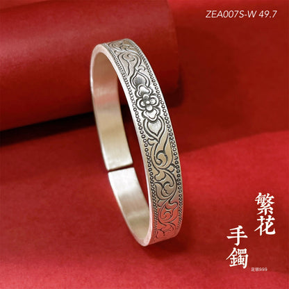 Ethnic pattern sterling silver bracelet - jewelry - weilin.com
