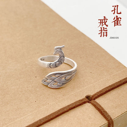 Ethnic Peacock Sterling Silver Ring - jewelry - weilin.com