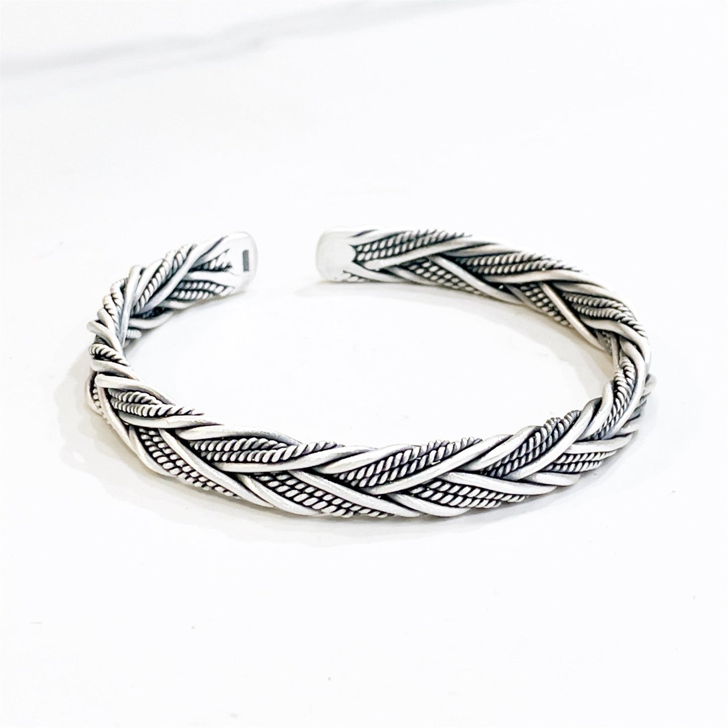 Ethnic retro woven sterling silver bracelet - jewelry - weilin.com
