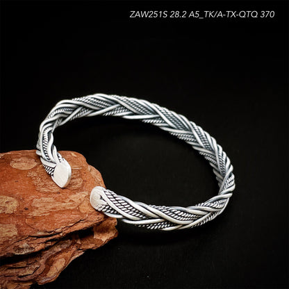 Ethnic retro woven sterling silver bracelet - jewelry - weilin.com