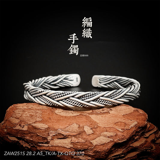 Ethnic retro woven sterling silver bracelet - jewelry - weilin.com