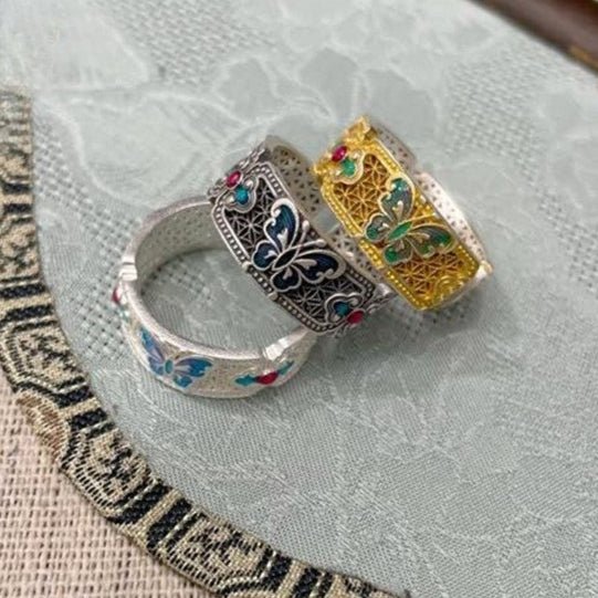 Ethnic style butterfly hollow ring - jewelry - weilin.com