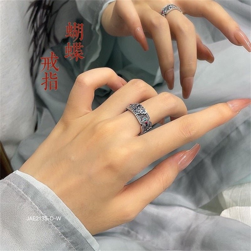 Ethnic style butterfly hollow ring - jewelry - weilin.com