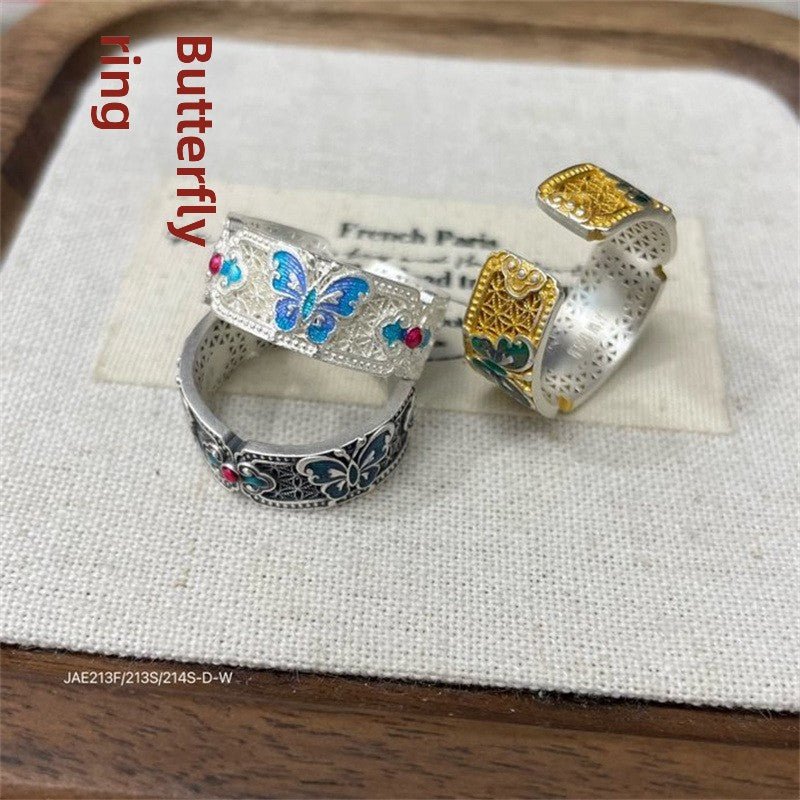 Ethnic style butterfly hollow ring - jewelry - weilin.com