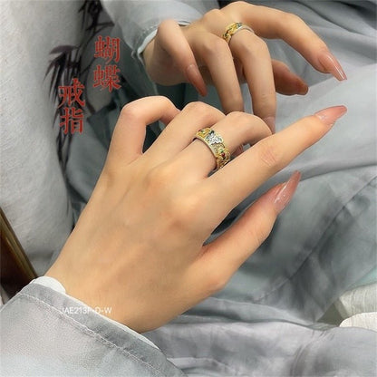 Ethnic style butterfly hollow ring - jewelry - weilin.com