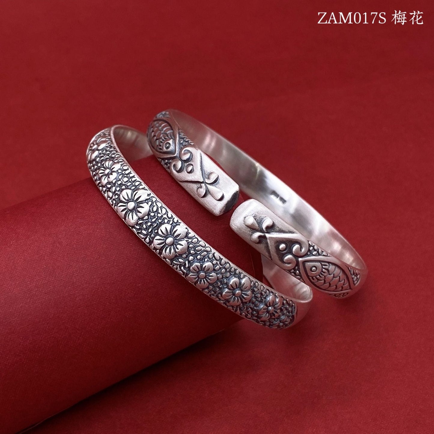 Ethnic style embossed round bead butterfly sterling silver bracelet - jewelry - weilin.com