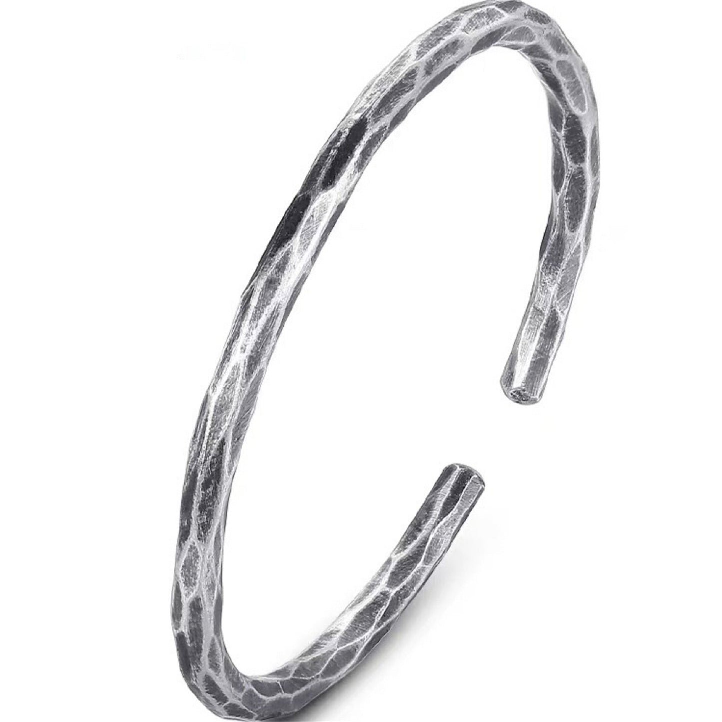 Ethnic style hammered round stick sterling silver bracelet - jewelry - weilin.com