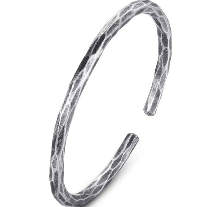Ethnic style hammered round stick sterling silver bracelet - jewelry - weilin.com