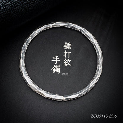 Ethnic style hammered round stick sterling silver bracelet - jewelry - weilin.com
