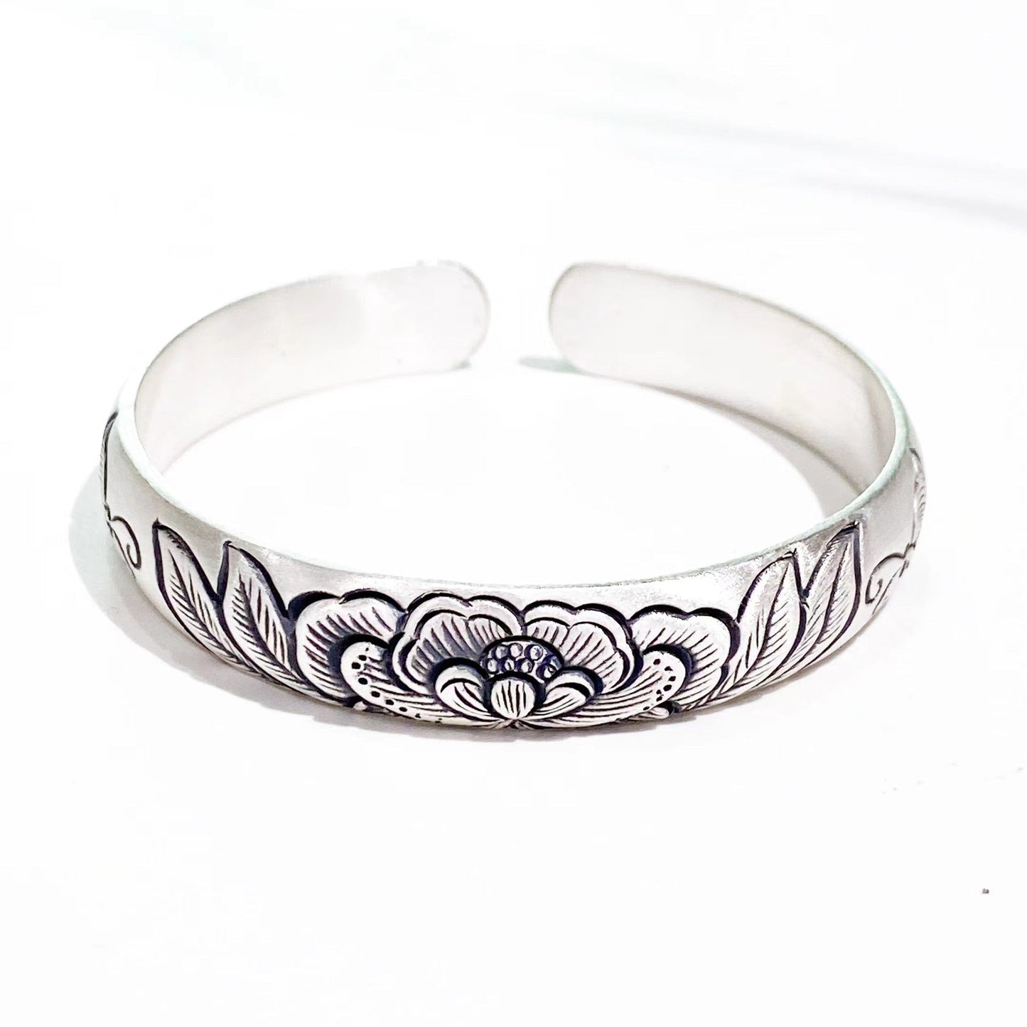 Ethnic style lotus sterling silver bracelet - jewelry - weilin.com