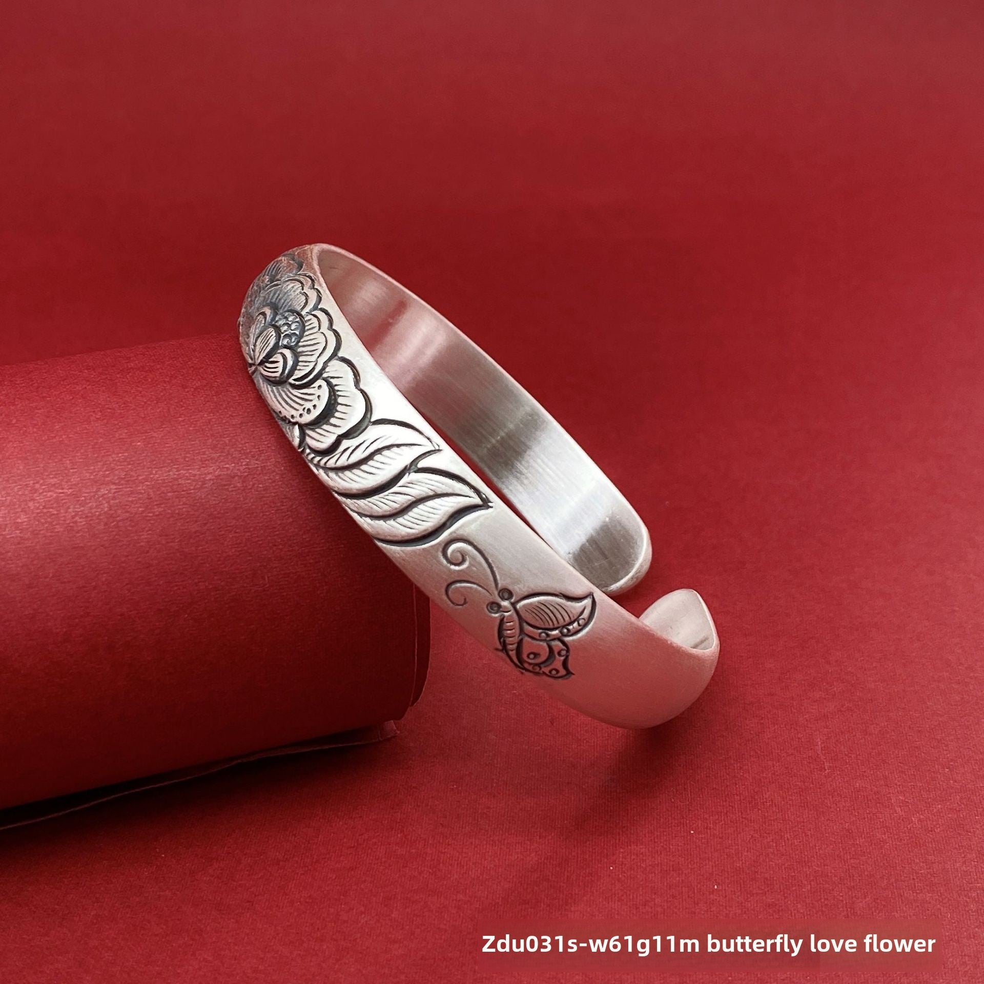 Ethnic style lotus sterling silver bracelet - jewelry - weilin.com