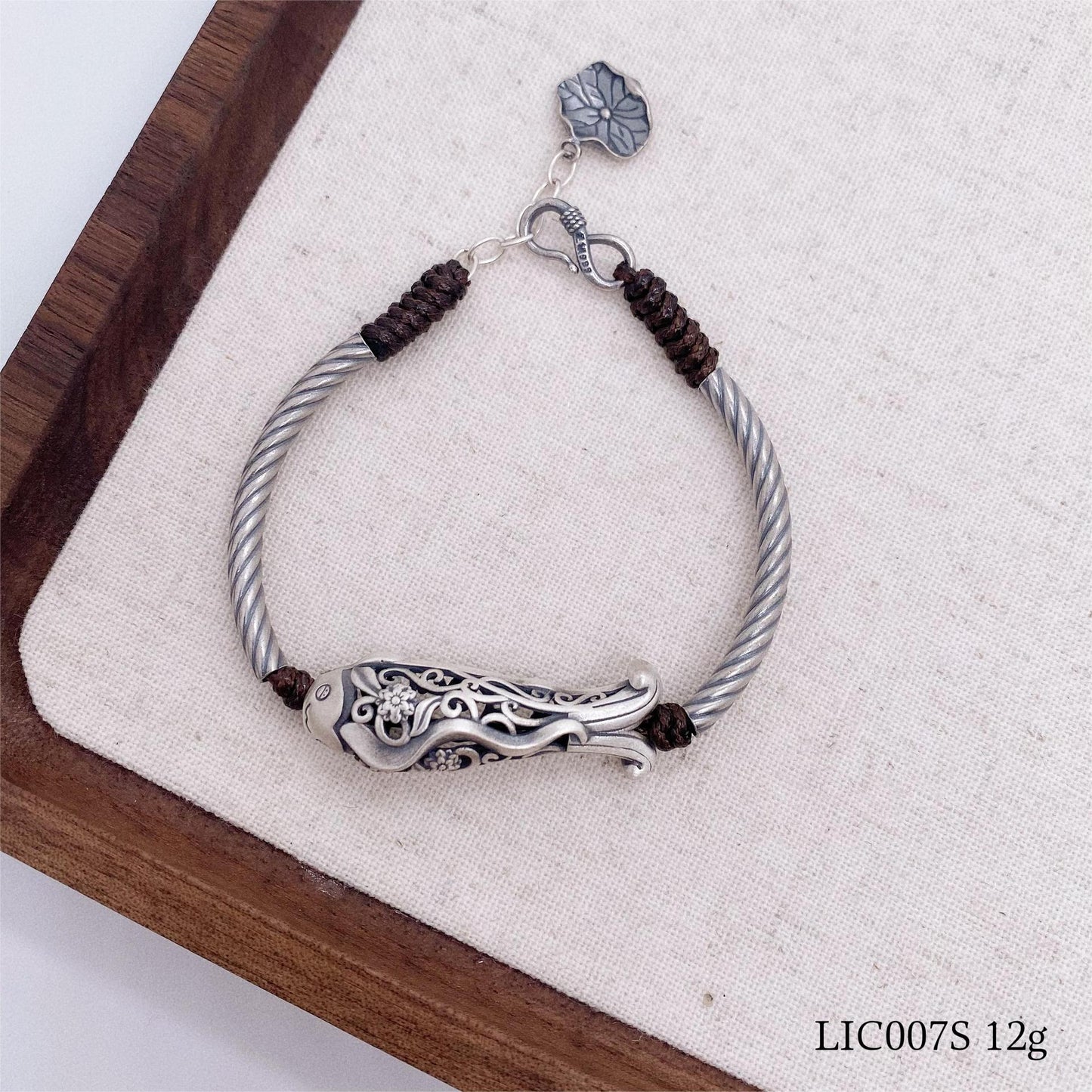 Ethnic style lucky fish sterling silver bracelet - jewelry - weilin.com