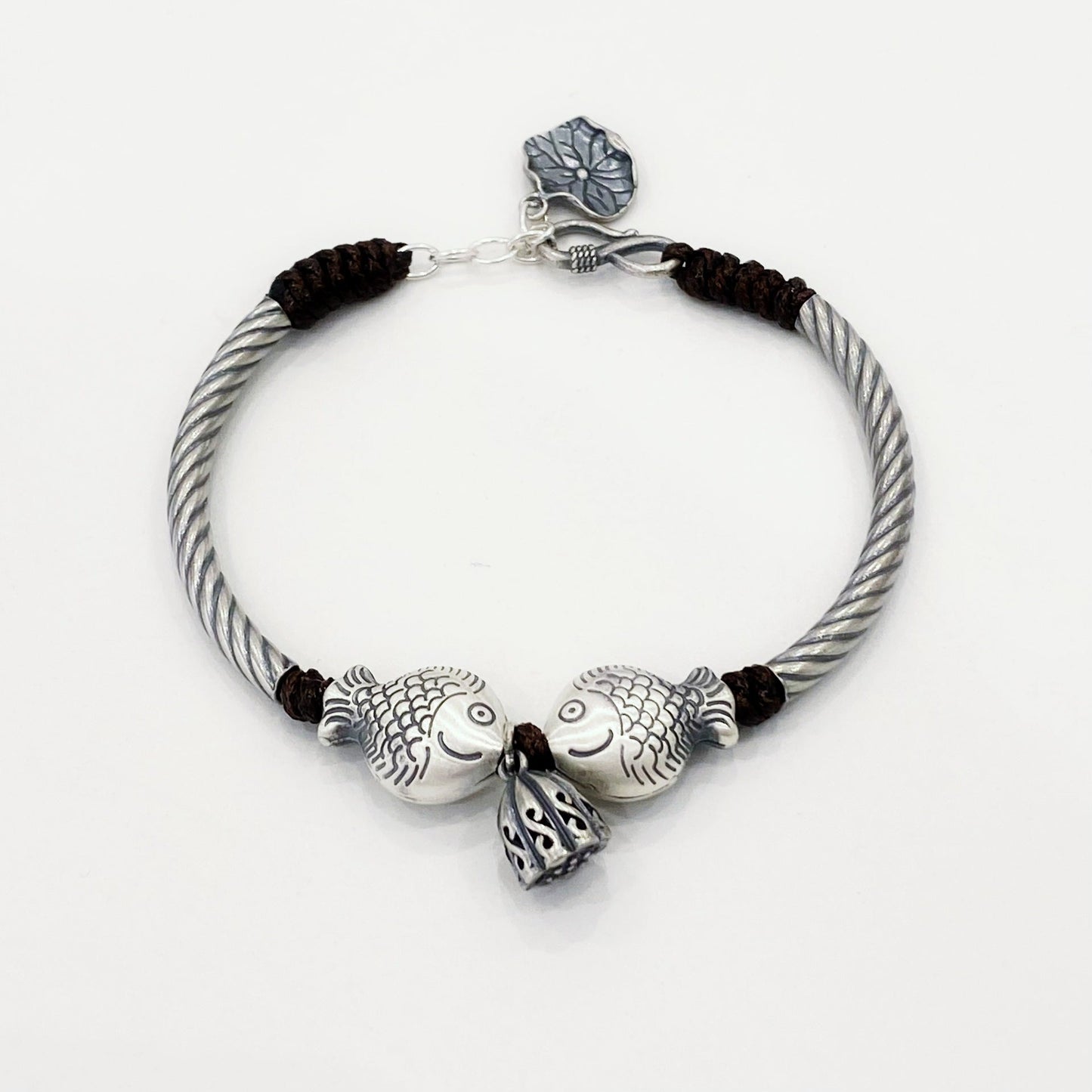 Ethnic style lucky fish sterling silver bracelet - jewelry - weilin.com