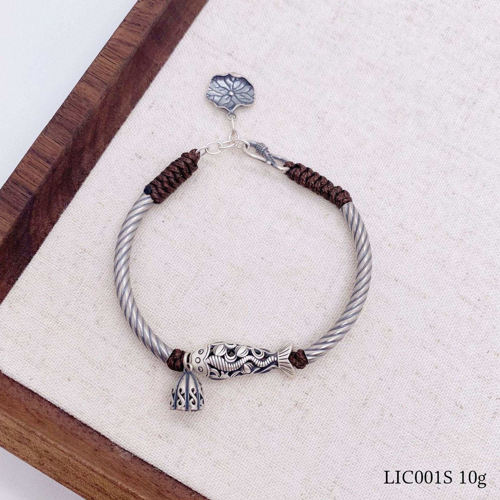 Ethnic style lucky fish sterling silver bracelet - jewelry - weilin.com