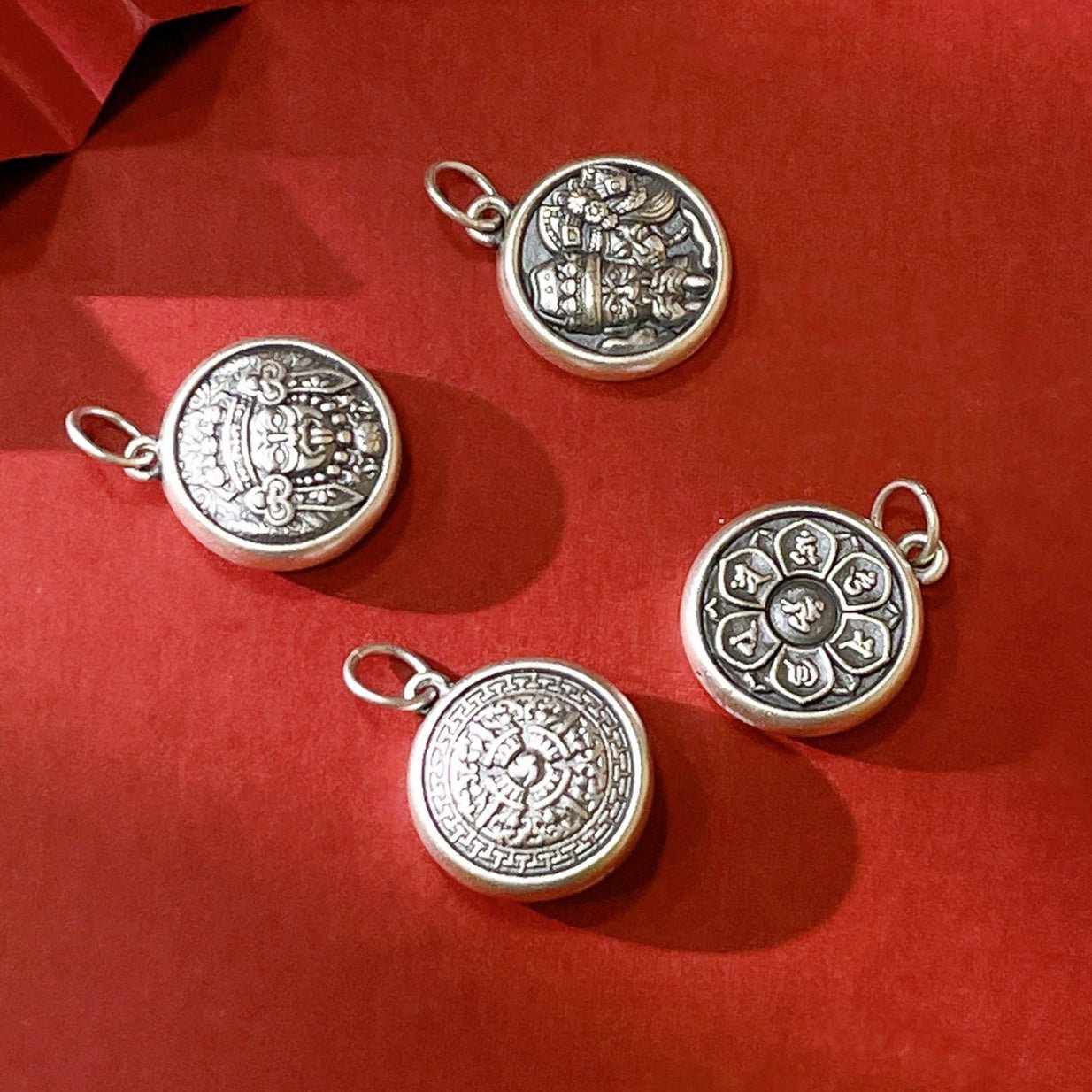Ethnic style male and female guardian sterling silver pendant - jewelry - weilin.com