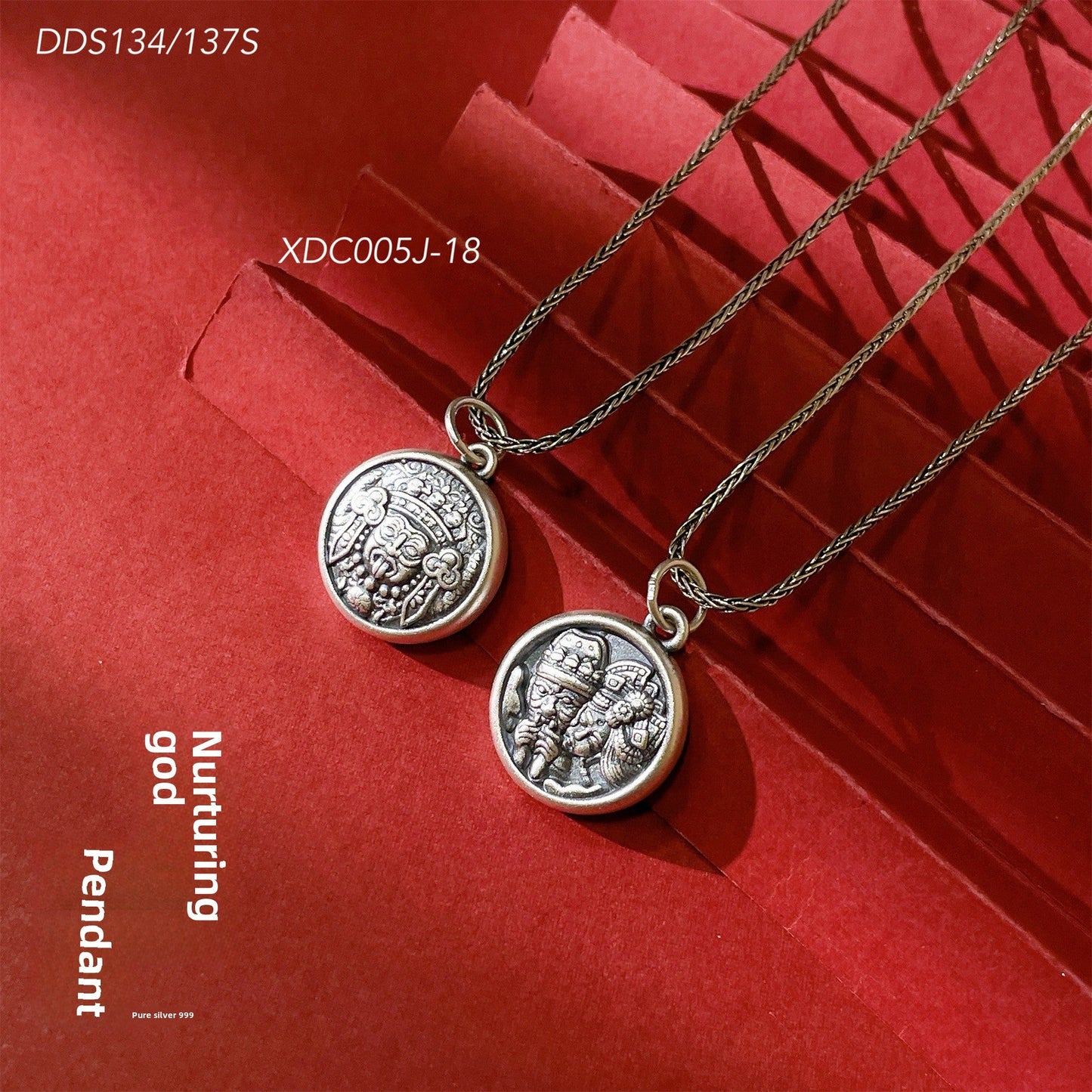 Ethnic style male and female guardian sterling silver pendant - jewelry - weilin.com