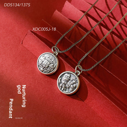 Ethnic style male and female guardian sterling silver pendant - jewelry - weilin.com