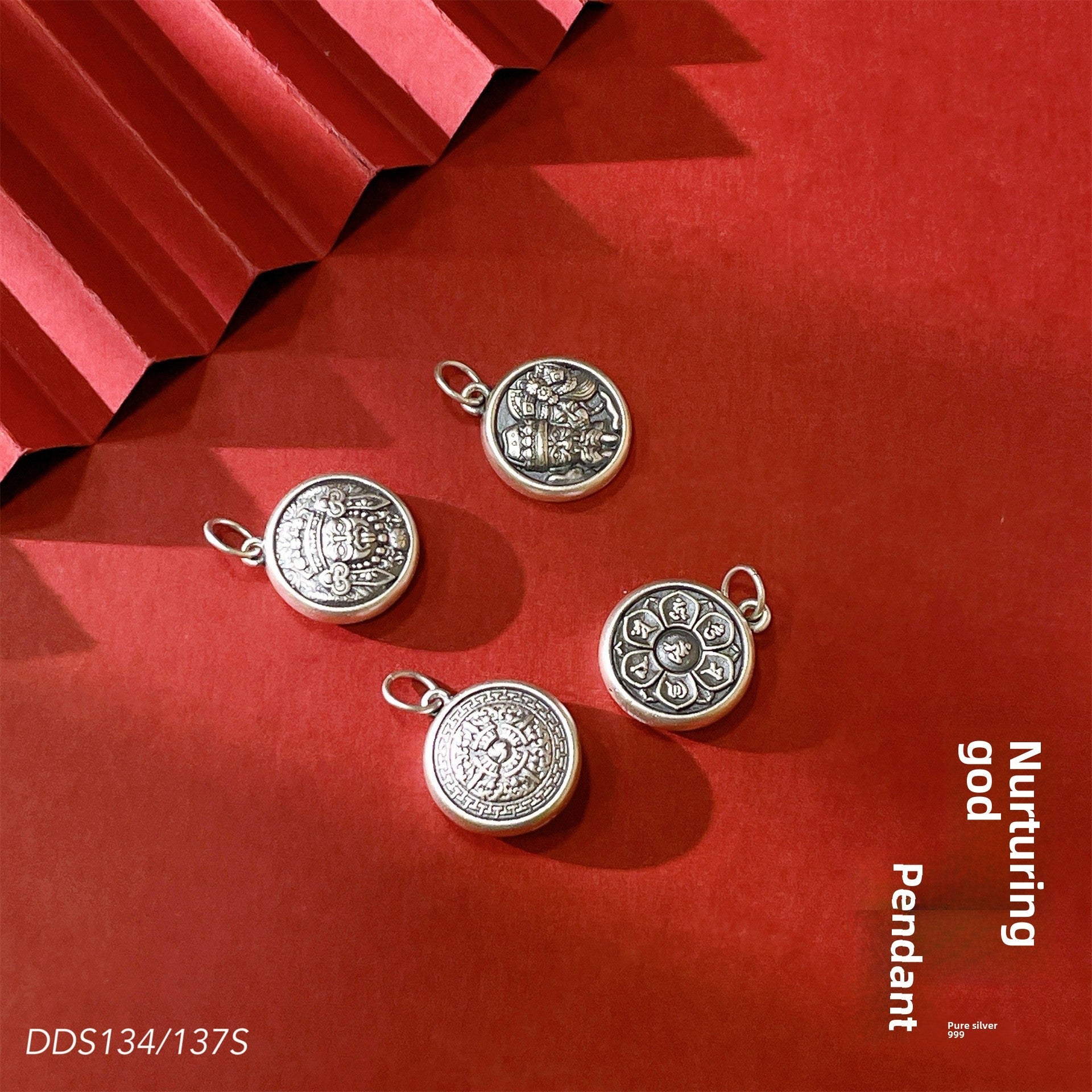 Ethnic style male and female guardian sterling silver pendant - jewelry - weilin.com