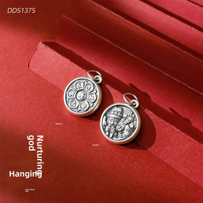 Ethnic style male and female guardian sterling silver pendant - jewelry - weilin.com