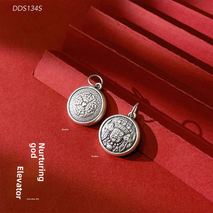 Ethnic style male and female guardian sterling silver pendant - jewelry - weilin.com