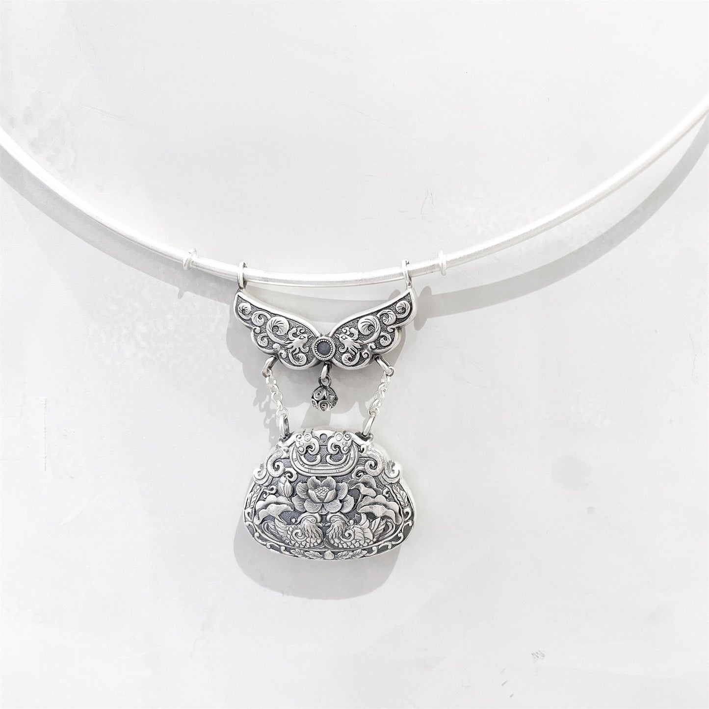 Ethnic style mandarin duck lotus lock pendant necklace - jewelry - weilin.com