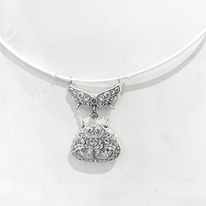 Ethnic style mandarin duck lotus lock pendant necklace - jewelry - weilin.com