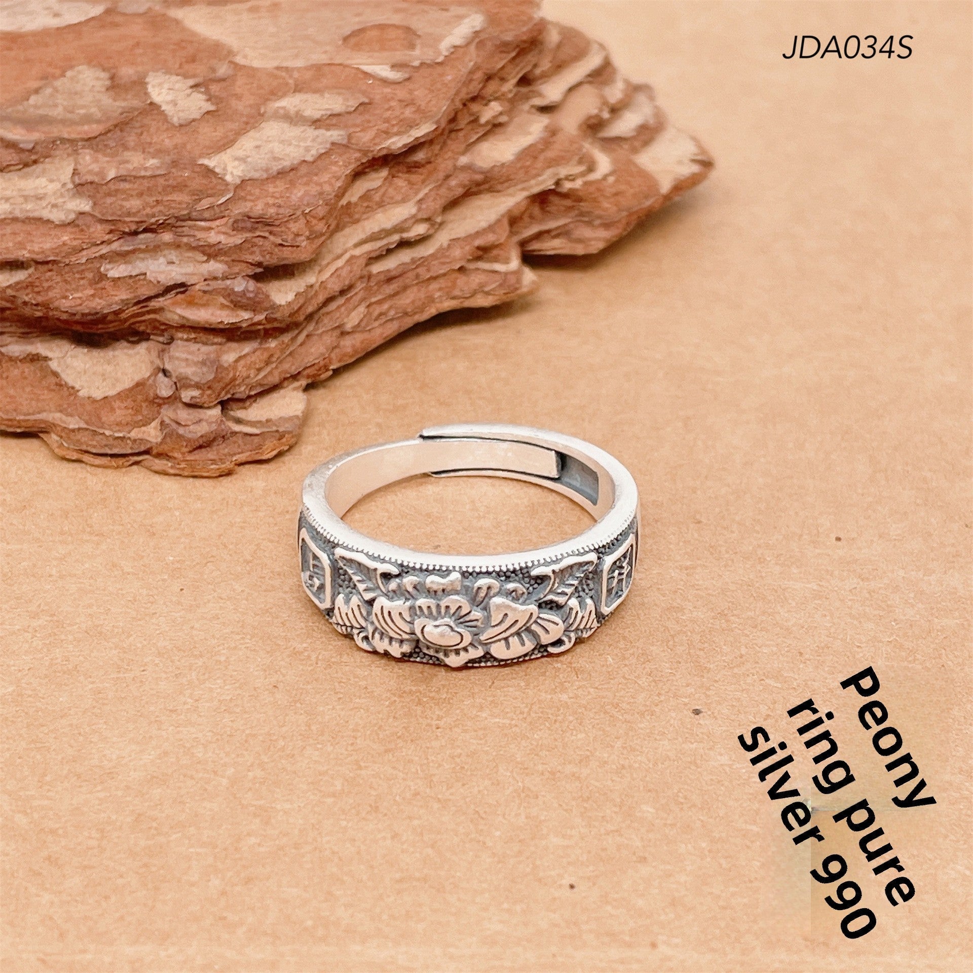 Ethnic style peony open ring - jewelry - weilin.com