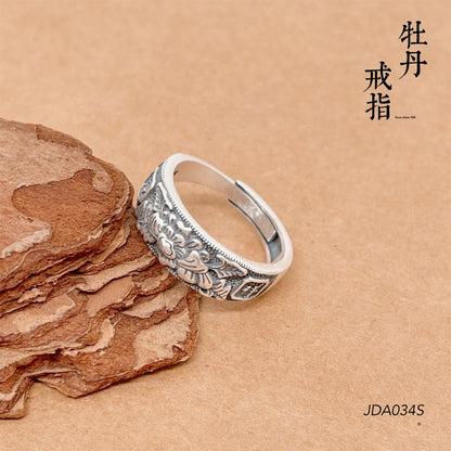 Ethnic style peony open ring - jewelry - weilin.com