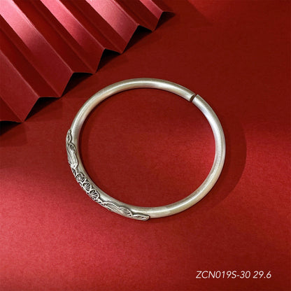 Ethnic style peony round stick sterling silver bracelet - jewelry - weilin.com