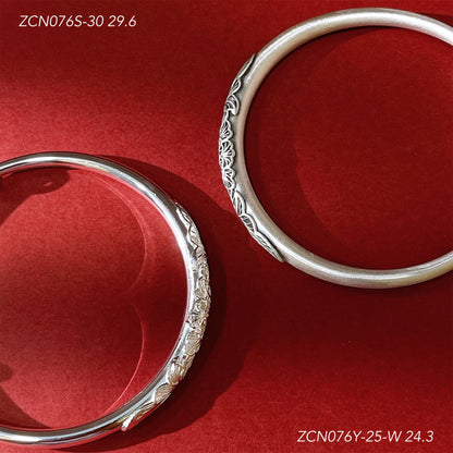 Ethnic style peony round stick sterling silver bracelet - jewelry - weilin.com