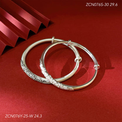 Ethnic style peony round stick sterling silver bracelet - jewelry - weilin.com