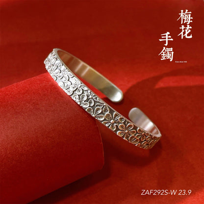 Ethnic style plum blossom sterling silver bracelet - jewelry - weilin.com