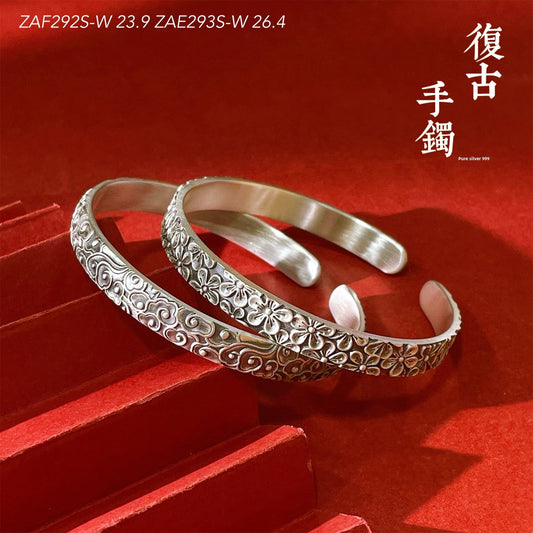 Ethnic style plum blossom sterling silver bracelet - jewelry - weilin.com