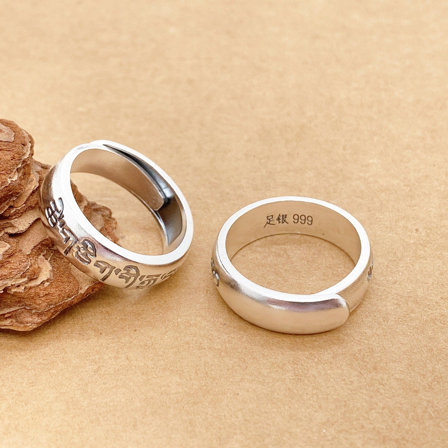 Ethnic style sterling silver couple ring - jewelry - weilin.com