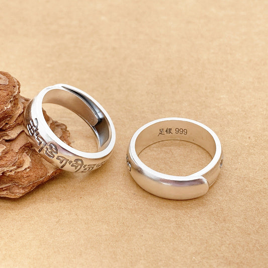 Ethnic style sterling silver couple ring - jewelry - weilin.com