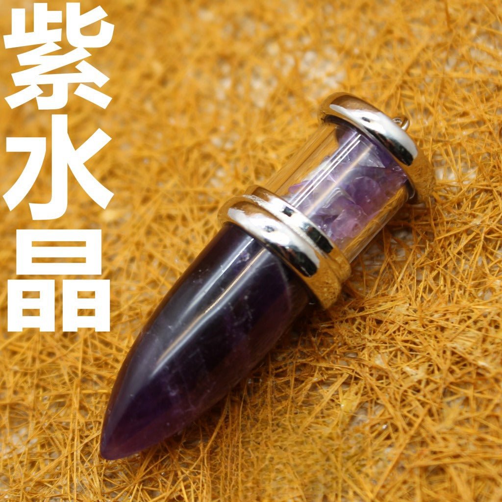 European and American Amethyst Bullet Pendant Necklace - jewelry - weilin.com