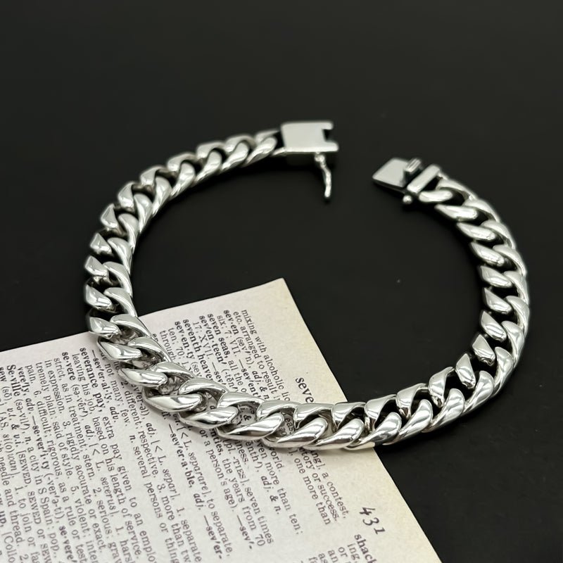 European and American hip - hop sterling silver Cuban bracelet - jewelry - weilin.com