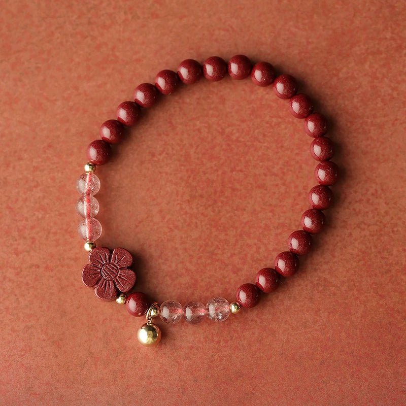 Exquisite Chinese style purple gold sand cinnabar emperor sand bracelet strawberry crystal pink crystal bracelet - jewelry - weilin.com