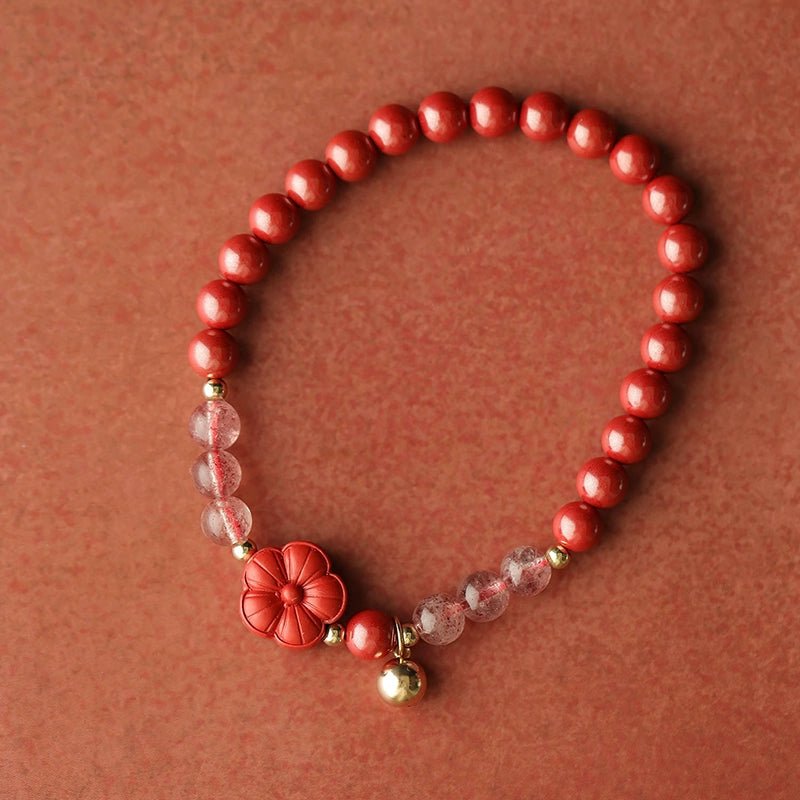 Exquisite Chinese style purple gold sand cinnabar emperor sand bracelet strawberry crystal pink crystal bracelet - jewelry - weilin.com