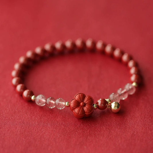 Exquisite Chinese style purple gold sand cinnabar emperor sand bracelet strawberry crystal pink crystal bracelet - jewelry - weilin.com