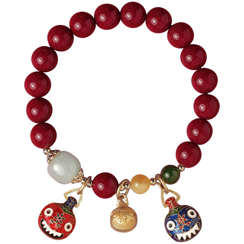 Exquisite new Chinese style cinnabar purple gold sand bracelet ancient style gold swallowing beast bracelet - jewelry - weilin.com