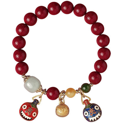 Exquisite new Chinese style cinnabar purple gold sand bracelet ancient style gold swallowing beast bracelet - jewelry - weilin.com