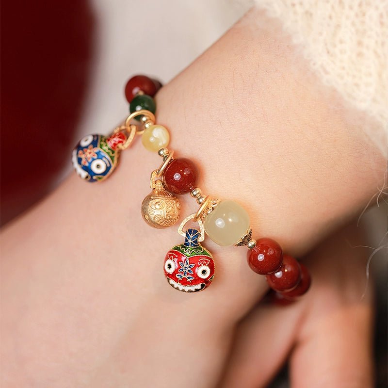 Exquisite new Chinese style cinnabar purple gold sand bracelet ancient style gold swallowing beast bracelet - jewelry - weilin.com