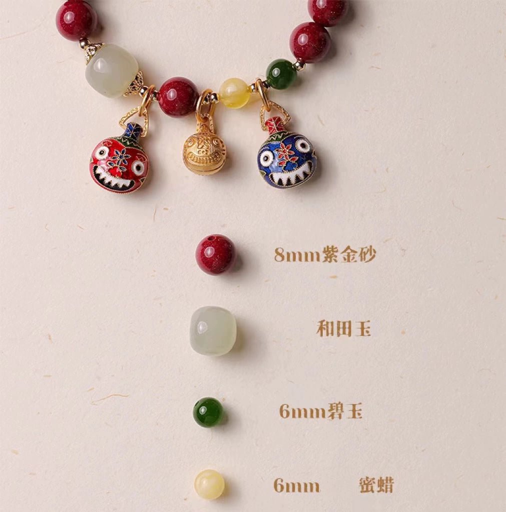 Exquisite new Chinese style cinnabar purple gold sand bracelet ancient style gold swallowing beast bracelet - jewelry - weilin.com