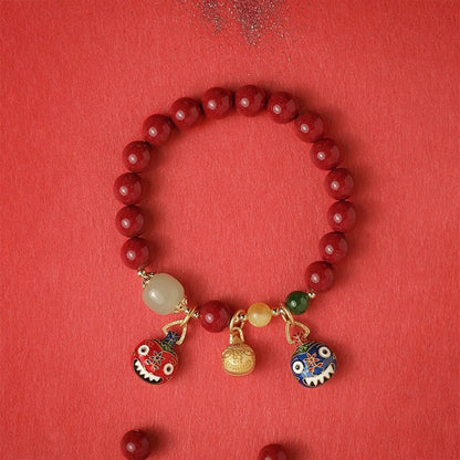 Exquisite new Chinese style cinnabar purple gold sand bracelet ancient style gold swallowing beast bracelet - jewelry - weilin.com