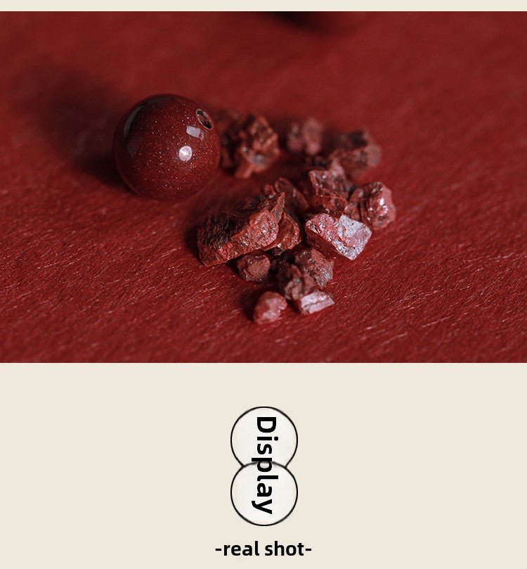 Exquisite New Chinese Style Cinnabar Purple Gold Sand Bracelet and Hetian Jade Buddhist Beads - jewelry - weilin.com