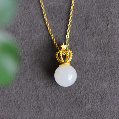 925 Silver Inlaid Nephrite Crown Pendant