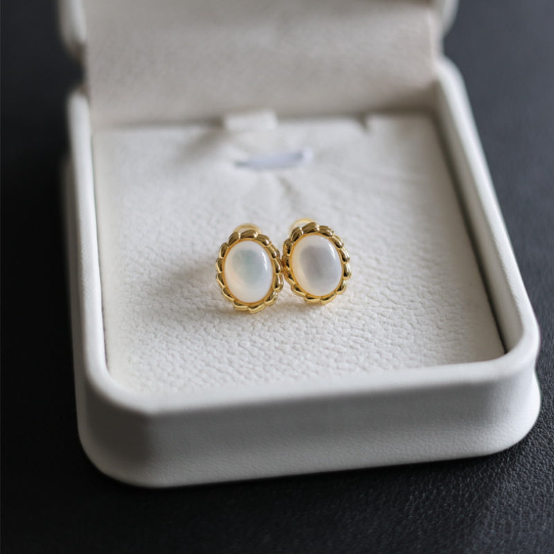 Natural White Mother of Pearl Stud Earrings